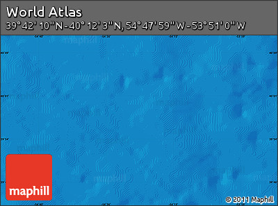 Physical Map of the Area around 39° 57' 6" N, 54° 19' 30" W