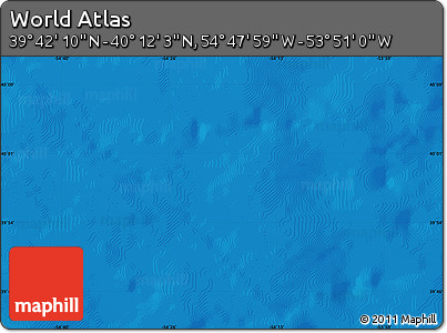 Physical Map of the Area around 39° 57' 6" N, 54° 19' 30" W