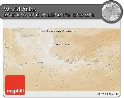 Satellite 3D Map of the Area around 39° 57' 6" N, 56° 10' 29" E