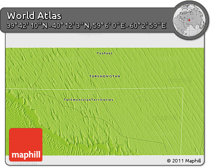 Physical 3D Map of the Area around 39° 57' 6" N, 59° 34' 30" E
