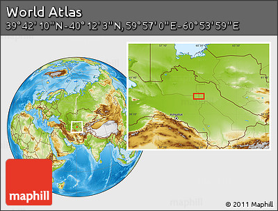 Physical Location Map of the Area around 39° 57' 6" N, 60° 25' 29" E