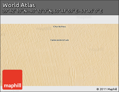 Satellite 3D Map of the Area around 39° 57' 6" N, 61° 16' 29" E