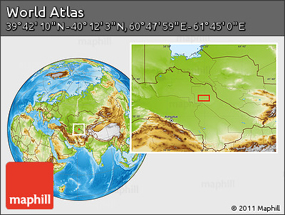 Physical Location Map of the Area around 39° 57' 6" N, 61° 16' 29" E