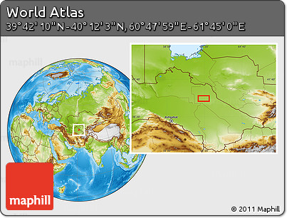 Physical Location Map of the Area around 39° 57' 6" N, 61° 16' 29" E