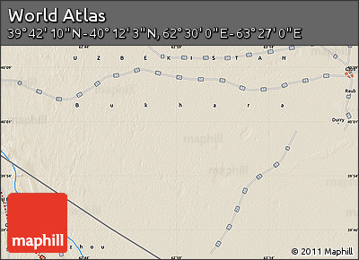 Shaded Relief Map of the Area around 39° 57' 6" N, 62° 58' 30" E
