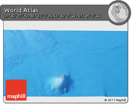 Physical 3D Map of the Area around 39° 57' 6" N, 66° 13' 29" W