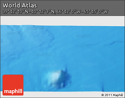 Physical 3D Map of the Area around 39° 57' 6" N, 66° 13' 29" W