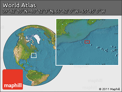 Satellite Location Map of the Area around 39° 57' 6" N, 66° 13' 29" W