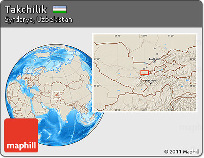 Shaded Relief Location Map of Takchilik