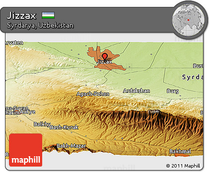 Physical Panoramic Map of Jizzax