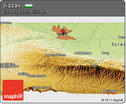 Physical Panoramic Map of Jizzax