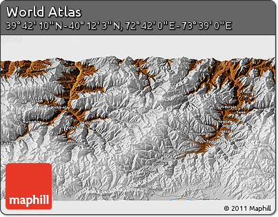 Physical 3D Map of the Area around 39° 57' 6" N, 73° 10' 30" E