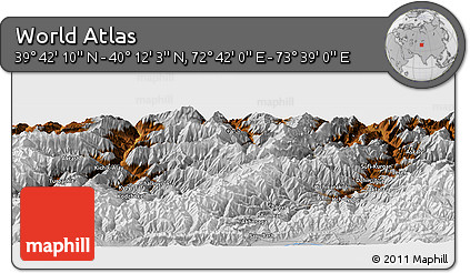 Physical Panoramic Map of the Area around 39° 57' 6" N, 73° 10' 30" E