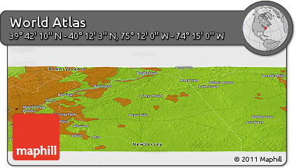 Physical Panoramic Map of the Area around 39° 57' 6" N, 74° 43' 29" W