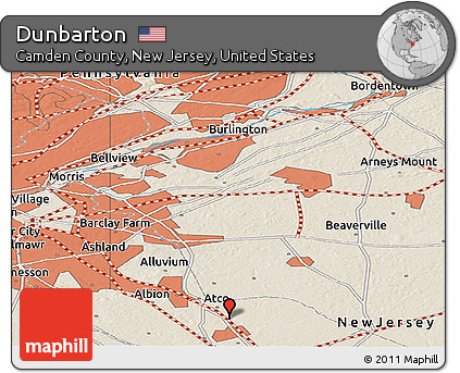 Shaded Relief Panoramic Map of Dunbarton