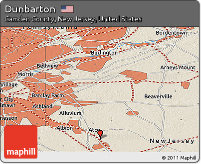 Shaded Relief Panoramic Map of Dunbarton