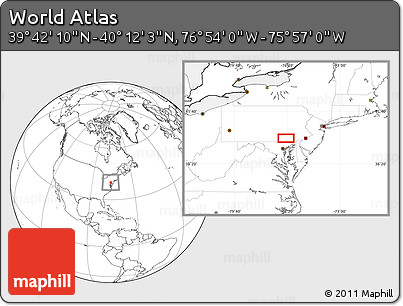 Blank Location Map of the Area around 39° 57' 6" N, 76° 25' 30" W