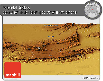 Physical 3D Map of the Area around 39° 57' 6" N, 77° 25' 30" E