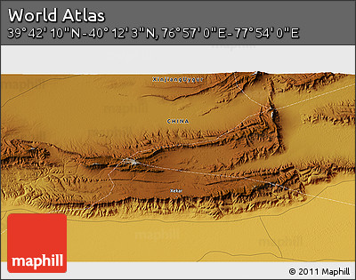 Physical 3D Map of the Area around 39° 57' 6" N, 77° 25' 30" E