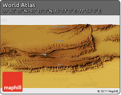 Physical 3D Map of the Area around 39° 57' 6" N, 77° 25' 30" E