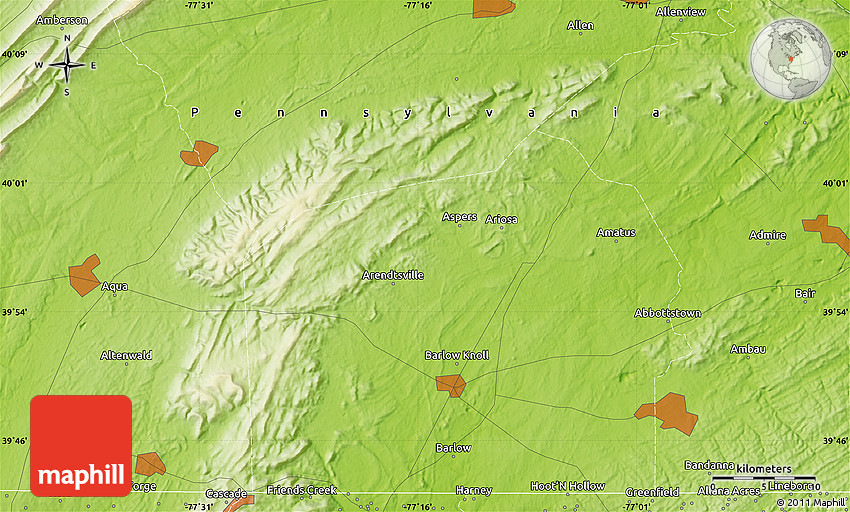 Physical Map of South Mountain