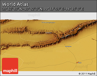 Physical 3D Map of the Area around 39° 57' 6" N, 78° 16' 30" E
