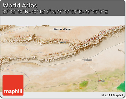 Satellite 3D Map of the Area around 39° 57' 6" N, 78° 16' 30" E