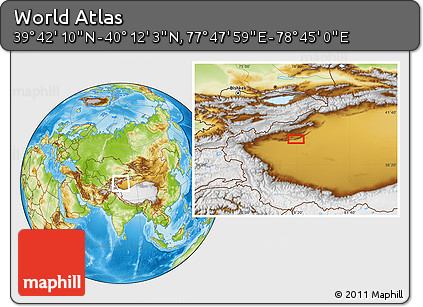 Physical Location Map of the Area around 39° 57' 6" N, 78° 16' 30" E