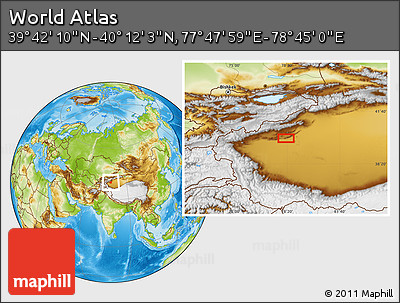 Physical Location Map of the Area around 39° 57' 6" N, 78° 16' 30" E