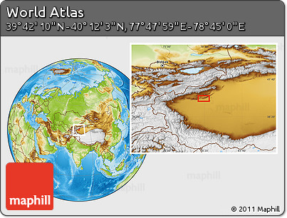 Physical Location Map of the Area around 39° 57' 6" N, 78° 16' 30" E