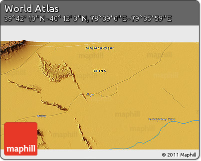 Physical 3D Map of the Area around 39° 57' 6" N, 79° 7' 30" E