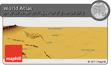 Physical Panoramic Map of the Area around 39° 57' 6" N, 79° 7' 30" E
