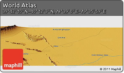 Physical Panoramic Map of the Area around 39° 57' 6" N, 79° 7' 30" E