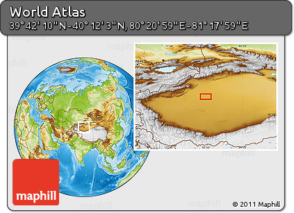 Physical Location Map of the Area around 39° 57' 6" N, 80° 49' 29" E