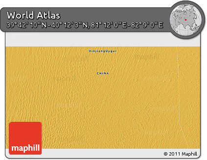 Physical 3D Map of the Area around 39° 57' 6" N, 81° 40' 30" E