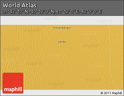 Physical 3D Map of the Area around 39° 57' 6" N, 81° 40' 30" E