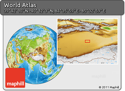 Physical Location Map of the Area around 39° 57' 6" N, 85° 4' 29" E