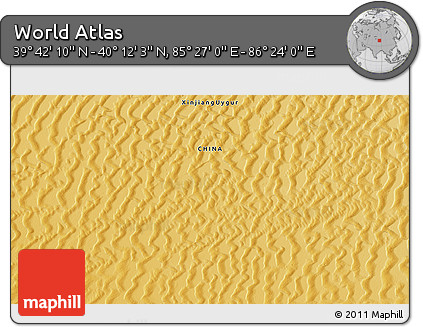 Physical 3D Map of the Area around 39° 57' 6" N, 85° 55' 30" E