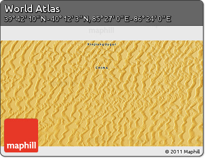 Physical 3D Map of the Area around 39° 57' 6" N, 85° 55' 30" E