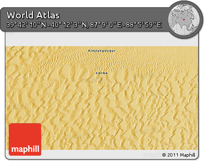 Physical 3D Map of the Area around 39° 57' 6" N, 87° 37' 30" E