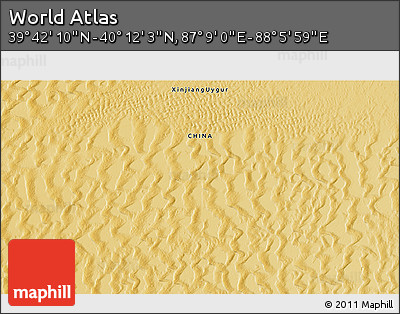 Physical 3D Map of the Area around 39° 57' 6" N, 87° 37' 30" E