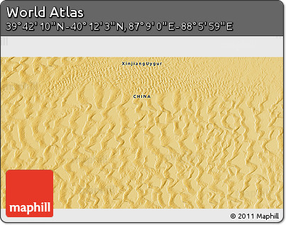 Physical 3D Map of the Area around 39° 57' 6" N, 87° 37' 30" E
