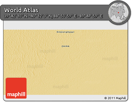 Physical 3D Map of the Area around 39° 57' 6" N, 89° 19' 29" E