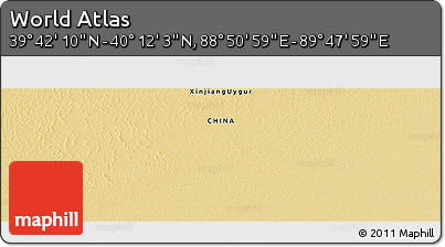 Physical Panoramic Map of the Area around 39° 57' 6" N, 89° 19' 29" E