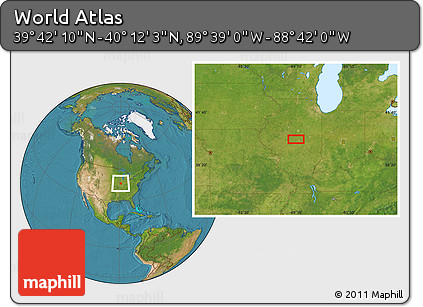 Satellite Location Map of the Area around 39° 57' 6" N, 89° 10' 30" W