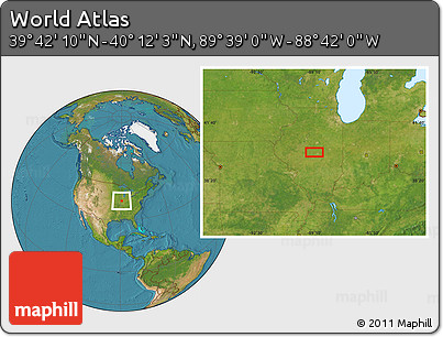 Satellite Location Map of the Area around 39° 57' 6" N, 89° 10' 30" W