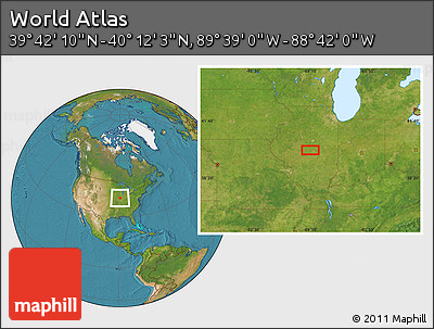 Satellite Location Map of the Area around 39° 57' 6" N, 89° 10' 30" W
