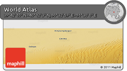 Physical Panoramic Map of the Area around 39° 57' 6" N, 91° 1' 30" E