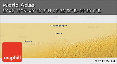 Physical Panoramic Map of the Area around 39° 57' 6" N, 91° 1' 30" E
