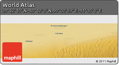 Physical Panoramic Map of the Area around 39° 57' 6" N, 91° 1' 30" E